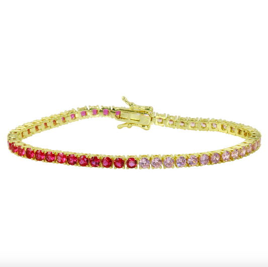 Half Pink & Fuchsia Tennis Bracelet