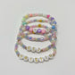 CUSTOM PASTEL RAINBOW BRACELET WITH GOLD OR SILVER TEXT